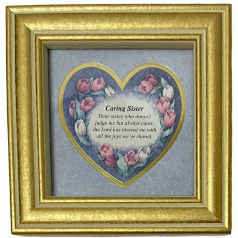 Caring Sister Gold Frame Picture Beautiful Art Gift Inspirational Verse Poem